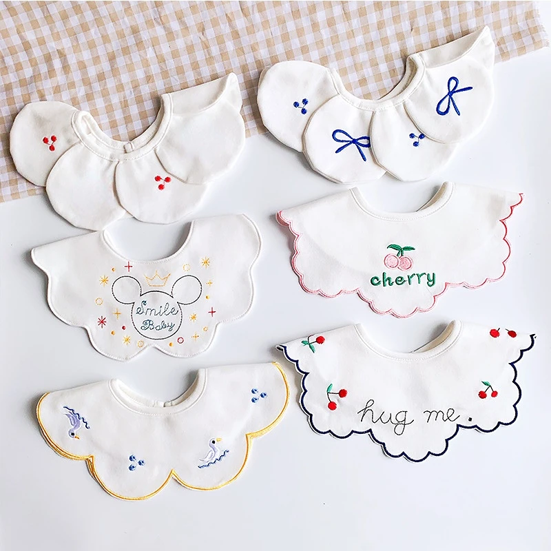 

INS Korean Spring Autumn New Toddler Bibs Cotton Baby Saliva Towel Burp Cloths Round Petal Feeding Bandana 0-2Years Babys Stuff