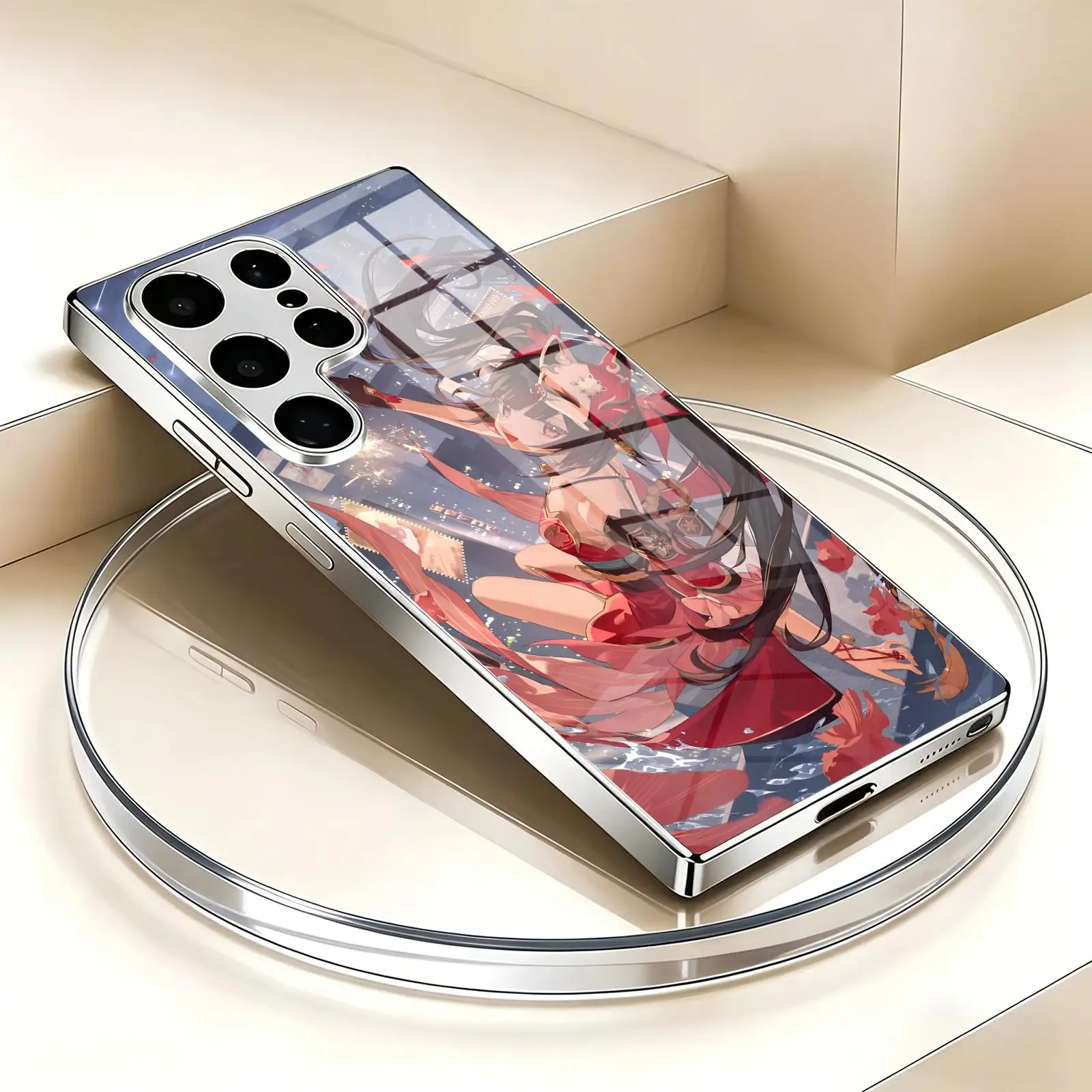 Фото Чехол для телефона Samsung S26 S25 S24 S23 S22 S21 Plus Ultra Note20, гальванизированное стекло, дизайн Honkai Star Rail Sparkle №2