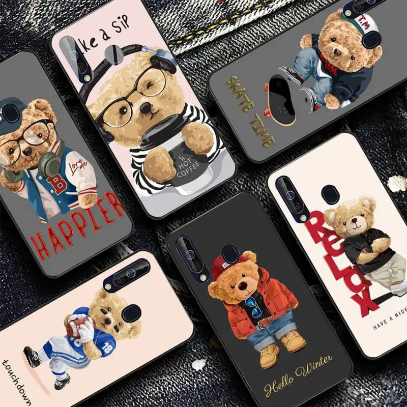 

Cute BEAR Fashion Brand Phone Case for Samsung A51 A30s A52 A71 A12 for Huawei Honor 10i for OPPO vivo Y11 cover