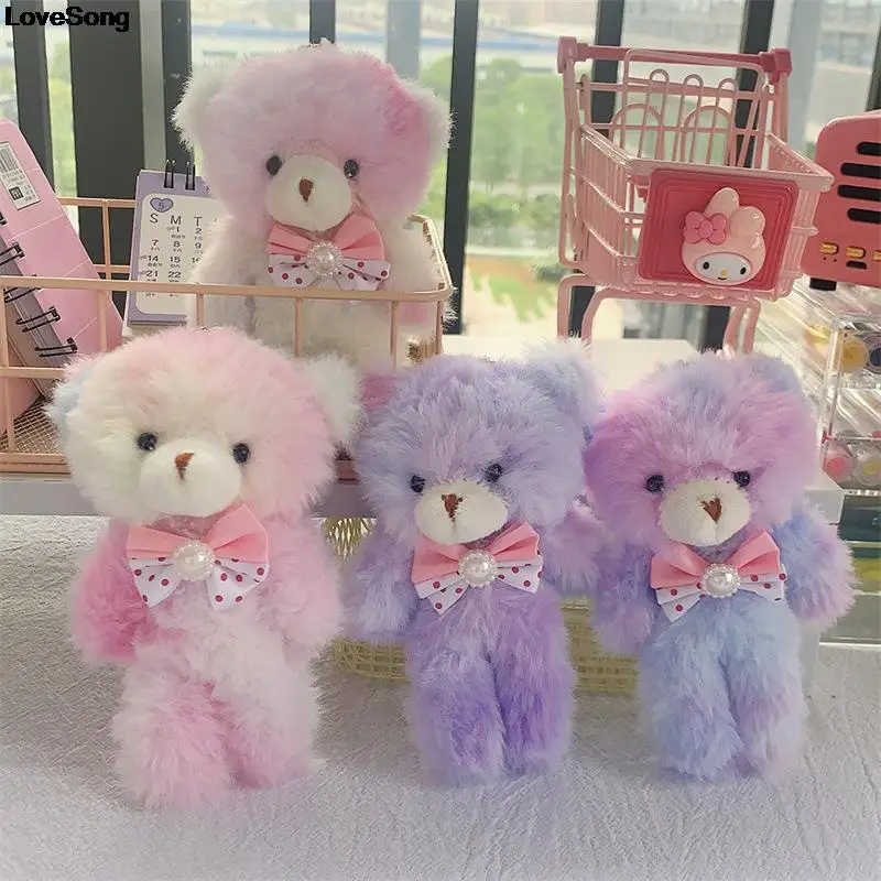 

New 1Pc Cartoon Bowtie Bear Doll Keychains Women Cute Plush Bear Keyring For Girls Gifts Creative Car Keychains Random Color