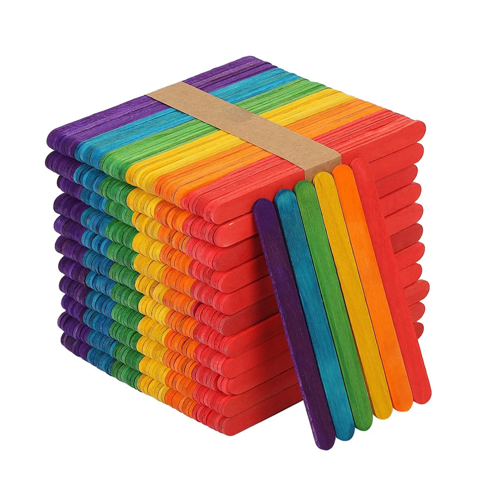 

Colorful Popsicle Sticks 50 Pack Colored Popsicle Sticks For Crafts Natural Wooden Ice Lolly Sticks For DIY Craft Projects