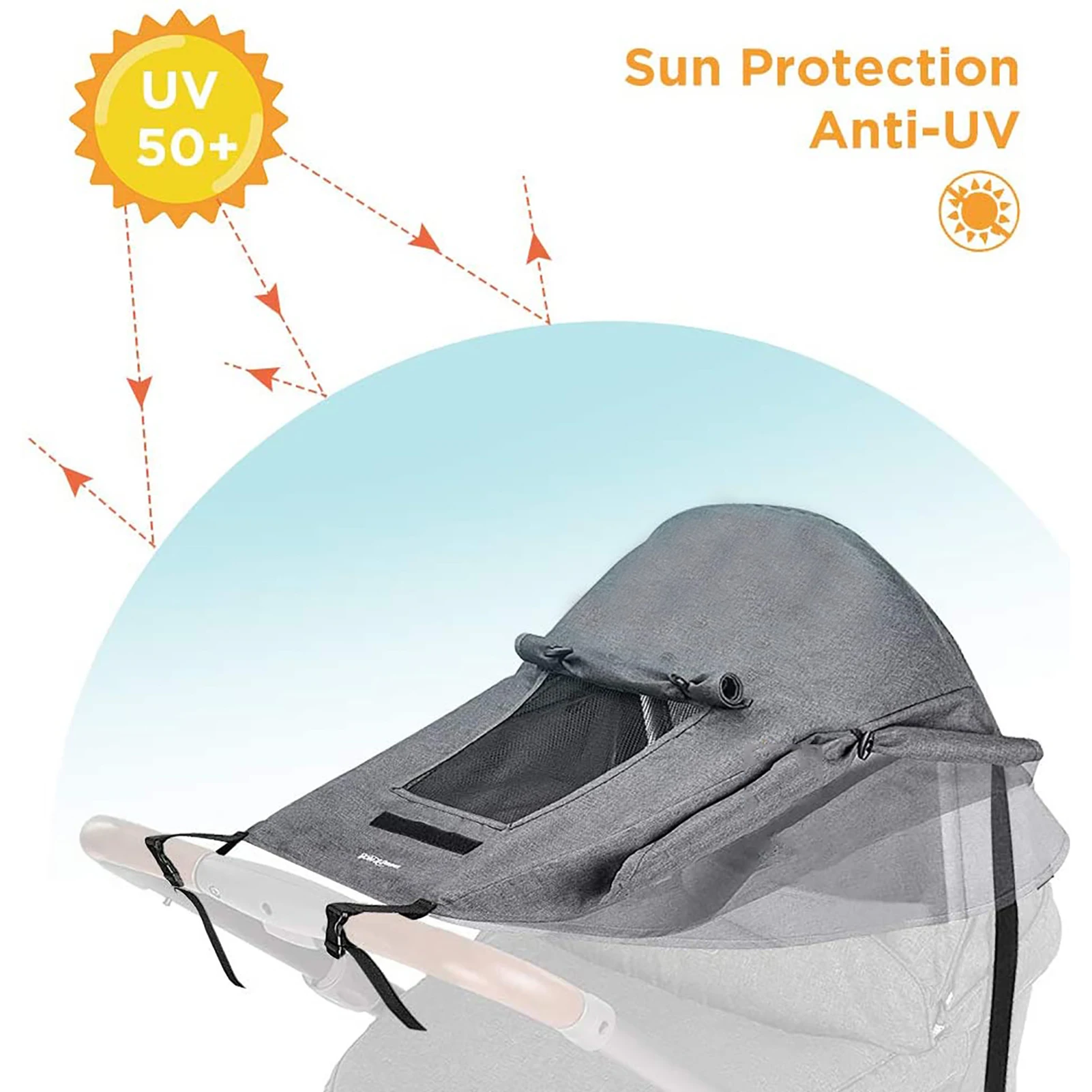 

Stroller Sun Shade Stroller Cover Sun Protection Universal Waterproof Pram Sunshade Anti-UV With Viewing Window Adjustable