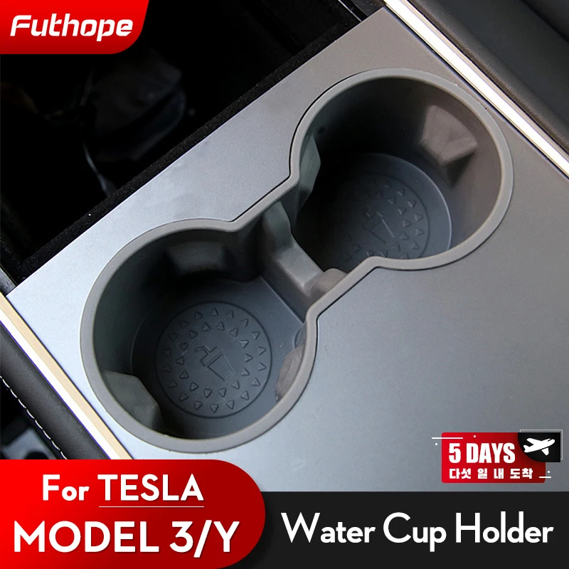 Futhope 2021-2022 Grey Water Cup Holder Storage box Console Cup Holder Cup Holder Insert For Tesla Model 3 Model Y 2021 2022