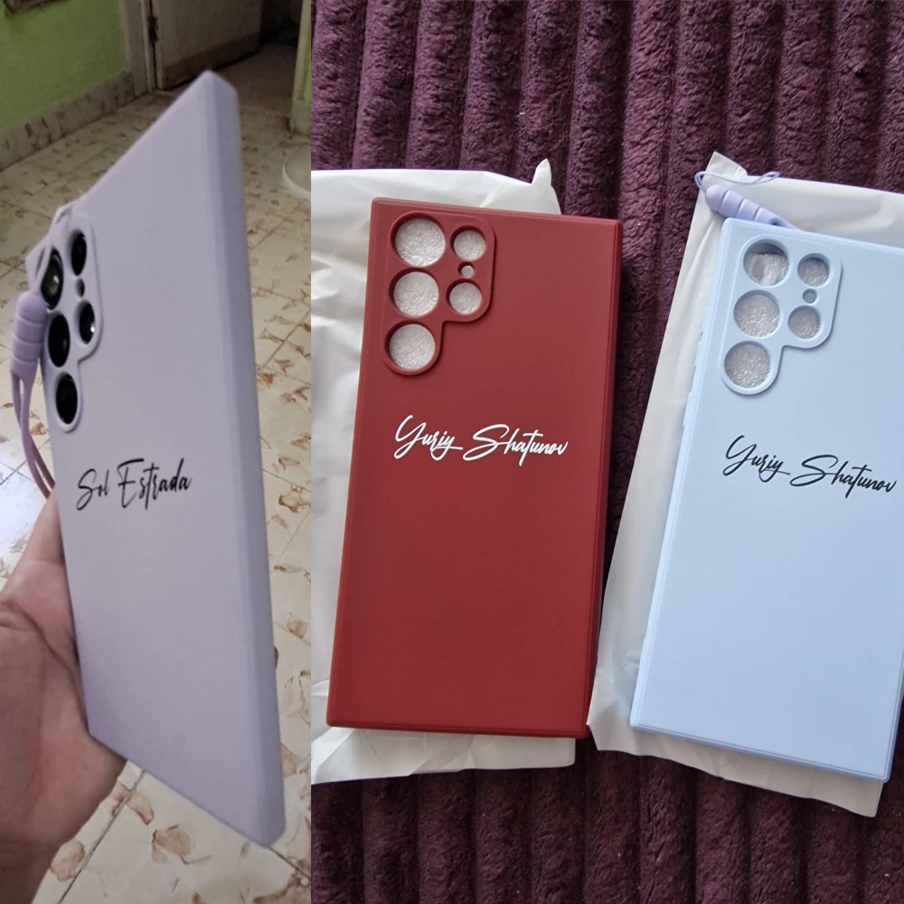 Personalised Case S23 S22 S21 Ultra Handwriting Customized Name Liquid Silicone Cover For Samsung Galaxy S22 S21 Ultra Plus A53
