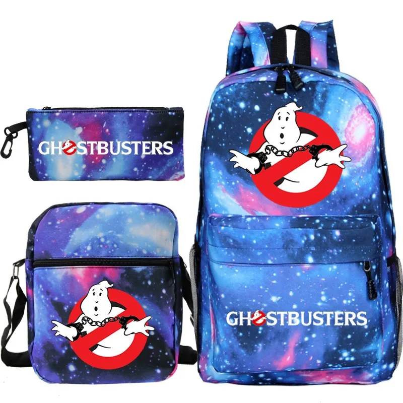 3pcs/set Ghostbuster Backpack for School Boys Girls Rucksack Students Bagpacks Video Game Bookbag Travel Schoolbag Shoulder Bags