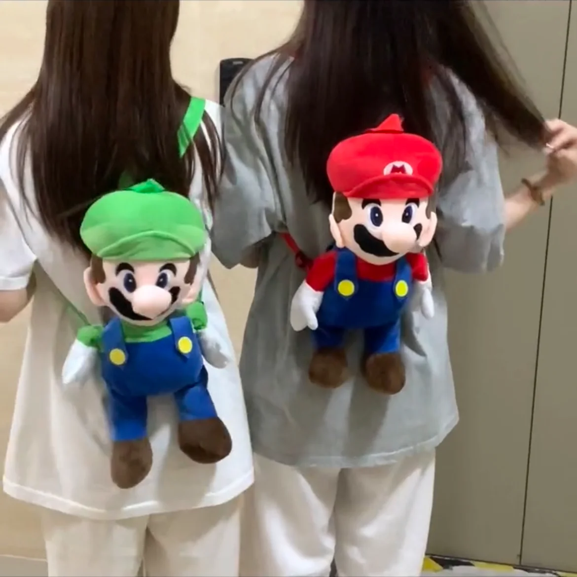 

Anime Figure Super Mario Luigi mochila desenho animado Kawaii Cute 45cm Cotton Filled Plush Doll Baby's Toy Bag Gifts