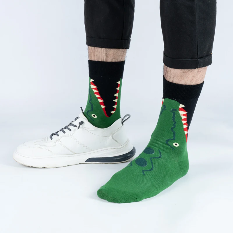 

Novelty Funny Men Graphic Socks Combed Cotton Painting Stripes Harajuku Fashion Tube High Sock Christmas Breathable Warm Stocks