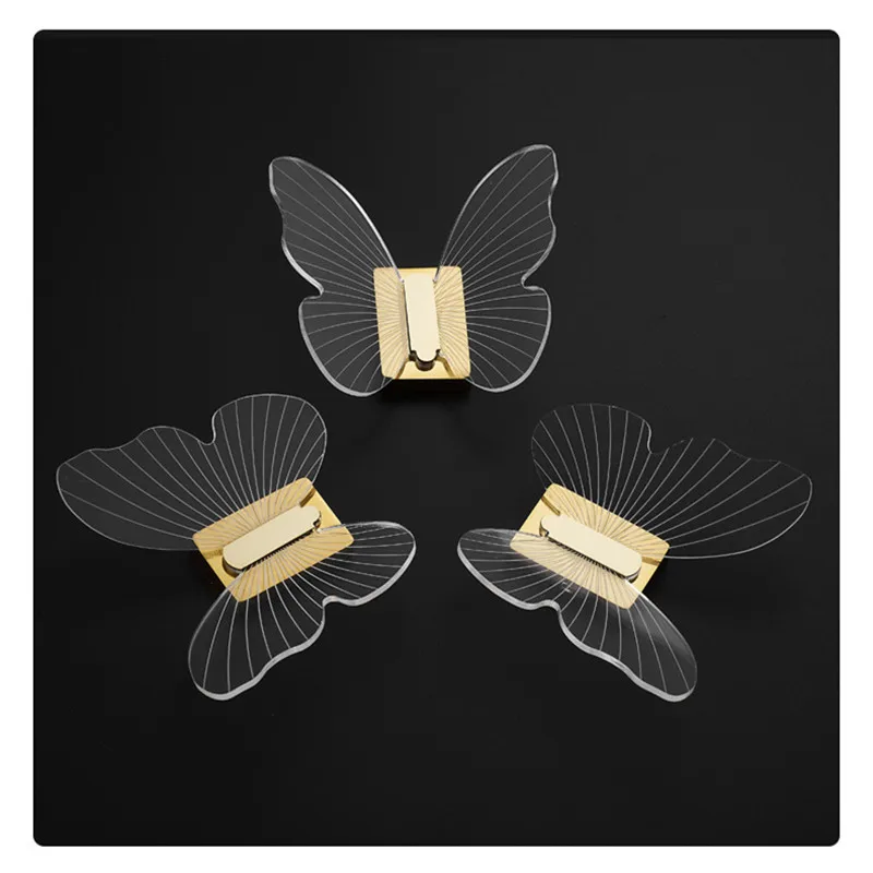 Acrylic Butterfly Robe Hooks Transparent Door Bag Key Holder Towel Hanger Rack Wall Mounted Bathroom Hardware Home Decor |