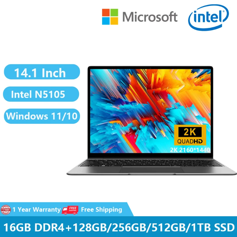 Portatili Da Gioco Portatili Windows 11 Quaderni Per Ufficio Netbook Business 14.1 "2K 11Th Gen Intel Celeron N5105 16 Grammo + 1Tb 5G Wifi