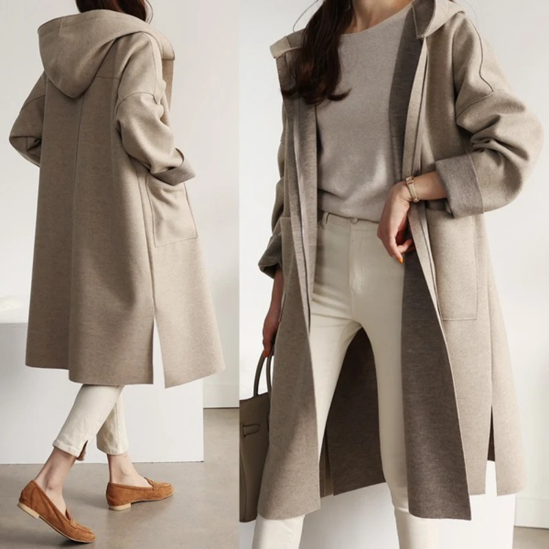 

2022 Spring and Autumn New Loose Coat Women Hooded plus Size en Overcoat