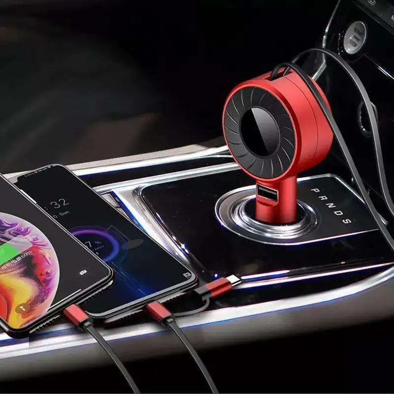 

Multiple 3 in 1 USB Car Charger 18W Super Fast Charging Retractable Micro Type-C QC3.0 Car Charger Digital Display Car Charger