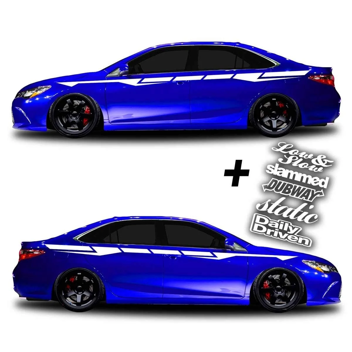 

Для 1 компл. SG графика гоночные полосы наклейка на автомобиль грузовик decal 048 + наклейки Low & Slow, Slammed, dubway, static, ежедневный управляемый