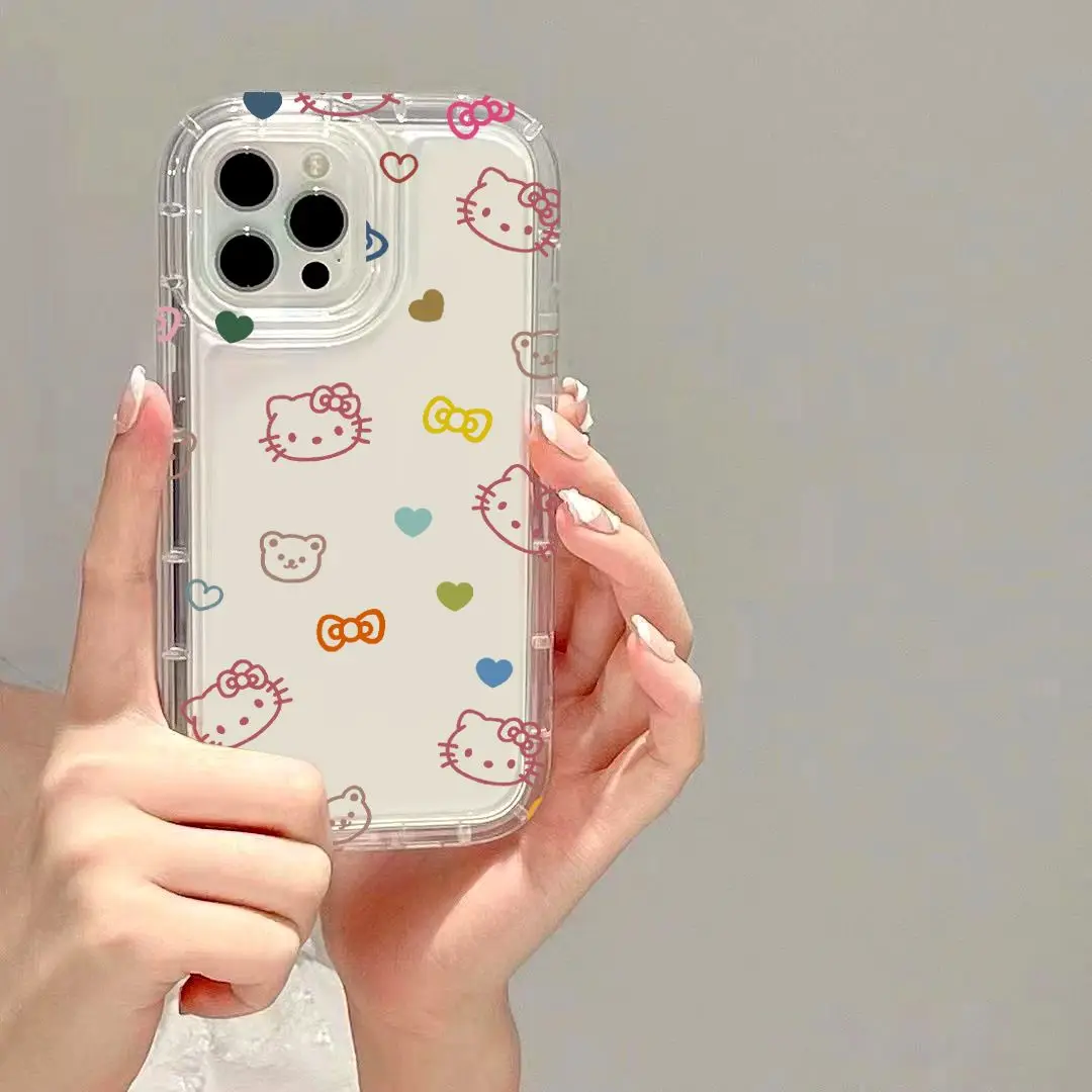 Sanrio Hello Kitty Transparent Soft Phone Case For Apple iPhone 14 12 13 11 Pro Max X XR XS Max 7 8 Plus SE 2022 Back Cover Y2K