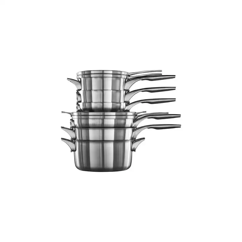 

Space-Saving Stainless Steel Pots and Pans, 10-Piece Cookware Set