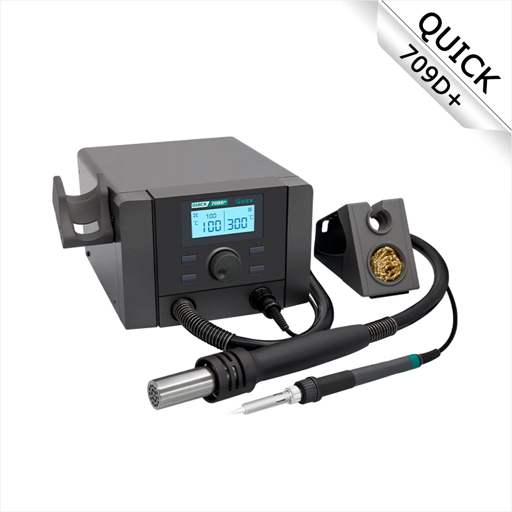 

Сварочная станция 2 в 1, быстрый 709D + 1350 Вт высокомощный цифровой дисплей, бесступенчатая регулировка скорости, Электрический паяльник с термофеном