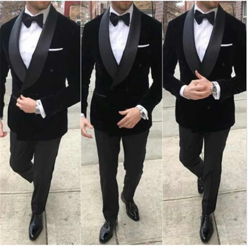

Customize Groom Tuxedos Velveteen Men's Suit Jacket Blazers Halloween Costume Elegant For Luxury Man Suit's For Wedding 031