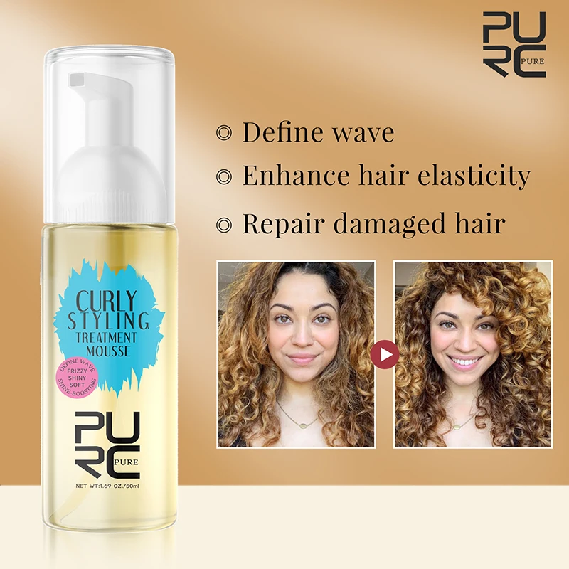 

PURC Curly Hair Products Styling Treatment Mousse Deep Moisture Smoothing Anti-Frizz Defining Wave And Enhancing Curls Hair Care