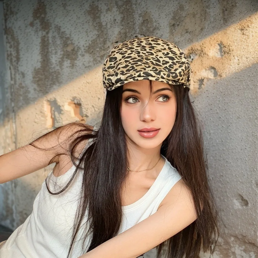 Фото Модная бейсболка с леопардовым принтом — женская винтажная шляпа Snapback в стиле ретро, стильный молочный узор на весну/осень №3