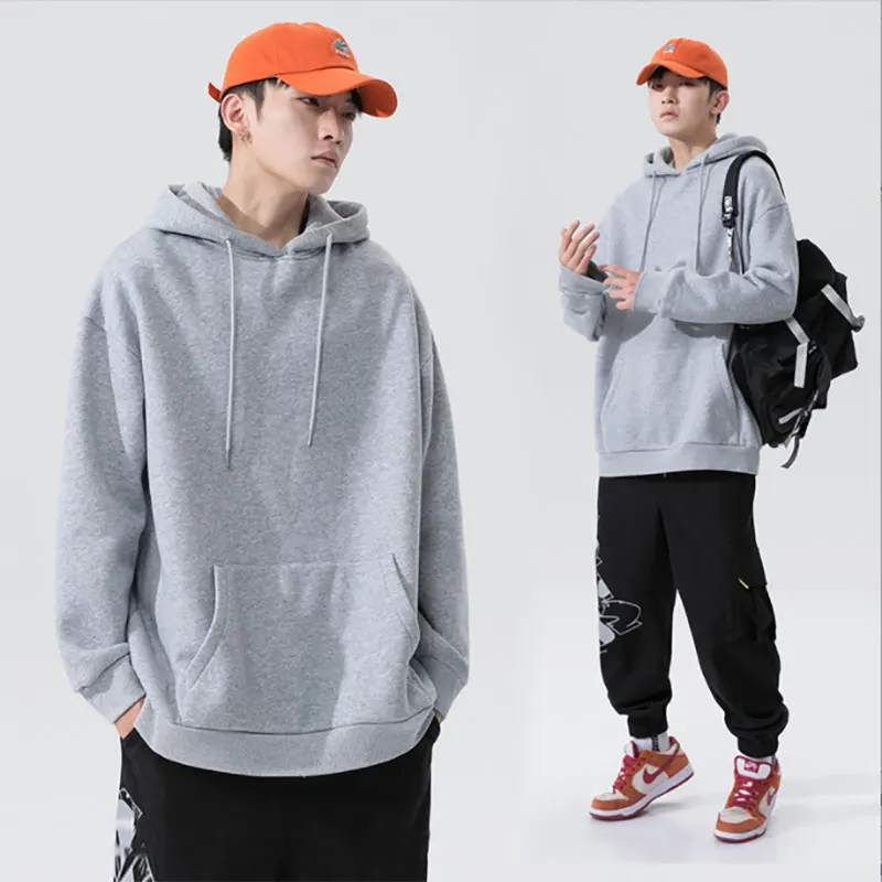 

Hoodie Pullover 2022 Winter Casual Fleece Black Thick Warm Fashion Hoodies Plain Korean Basic New Men White In Sweatshirts