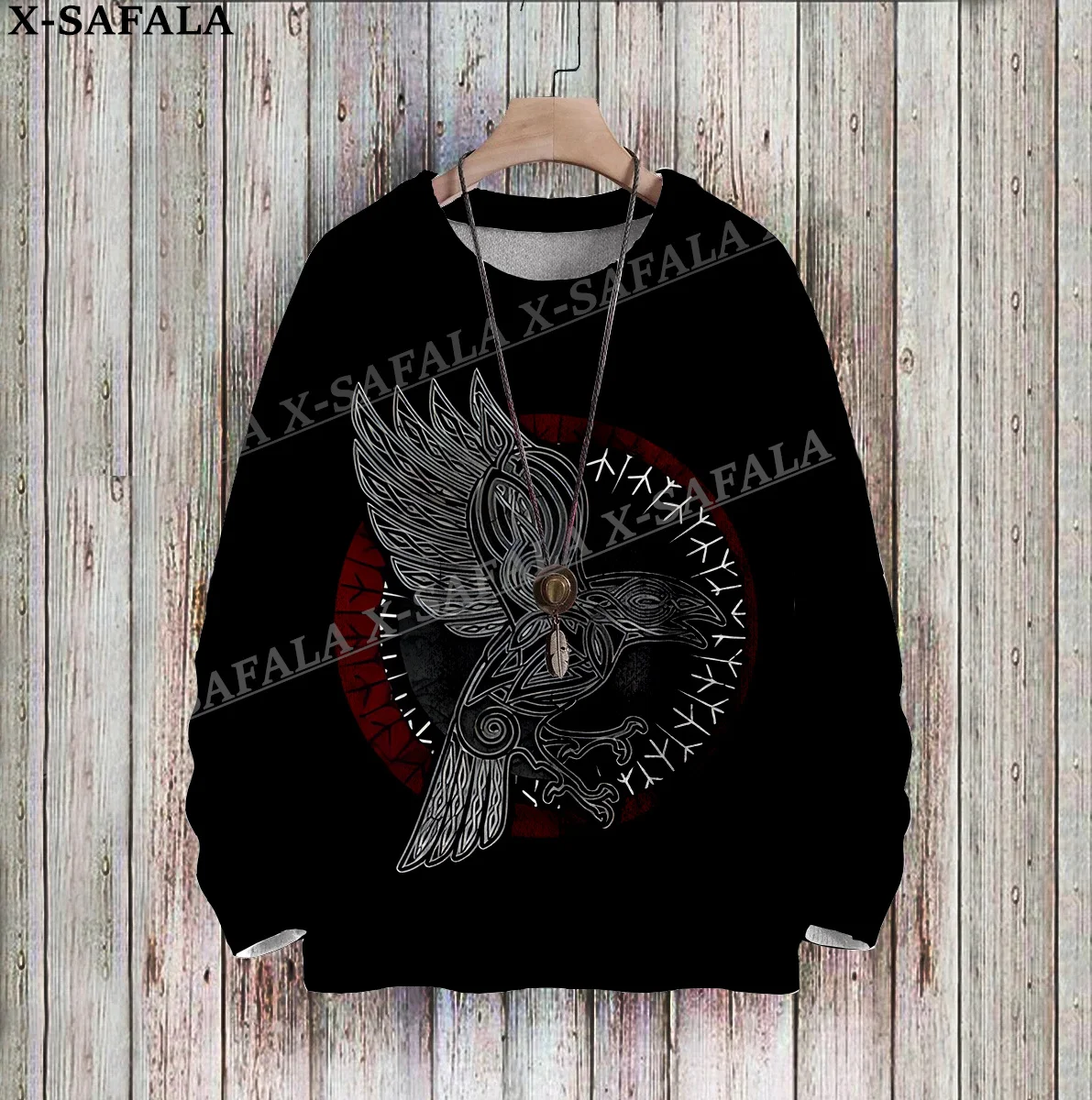 Вязаные Рождественские свитера унисекс джемперы с рисунком ворона тату-символа