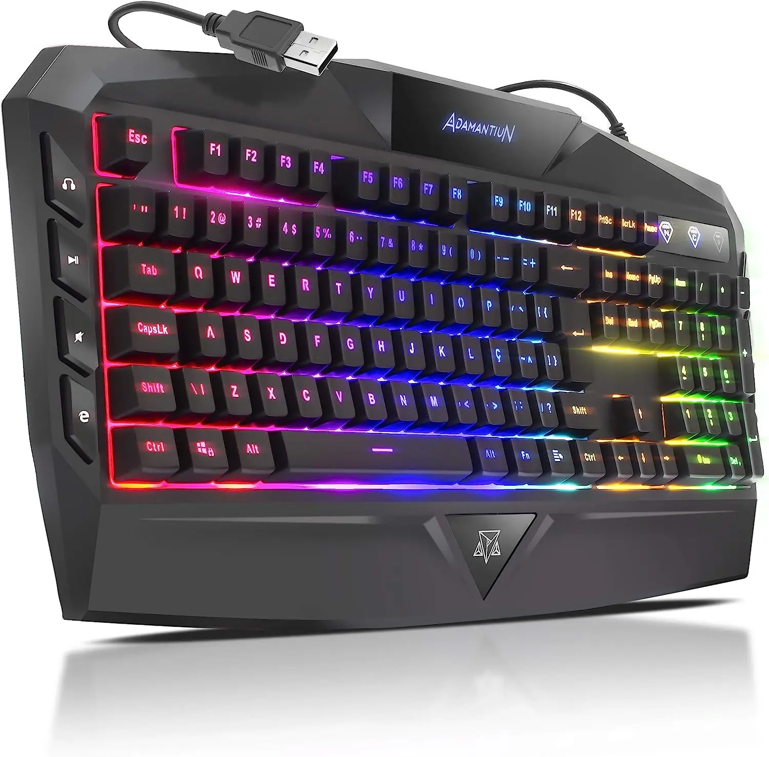 

2023 Gamer semi mecânico Computador Pc Usb Abnt2 português br Led Rainbow botões multimídia apoio de punhos teclado mecân
