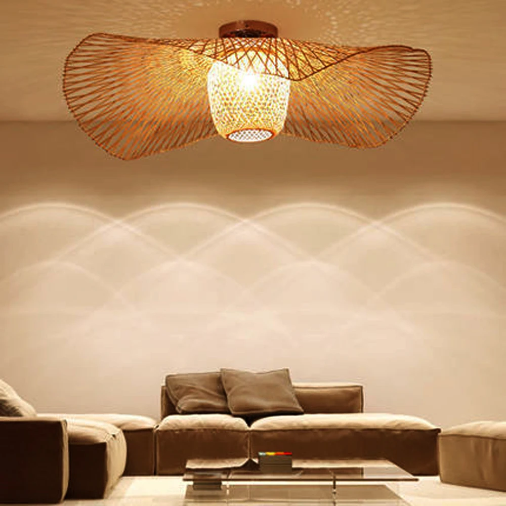 

Weaving Rattan Lampshade,Natural Bamboo,Retro Ceiling Light,Nature,For Home Restaurants Living Room