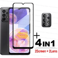 4in1 tempered glass for samsung galaxy a23 glass full cover screen protector samsung a23 4g lens film for samsung a23 6 6 inch