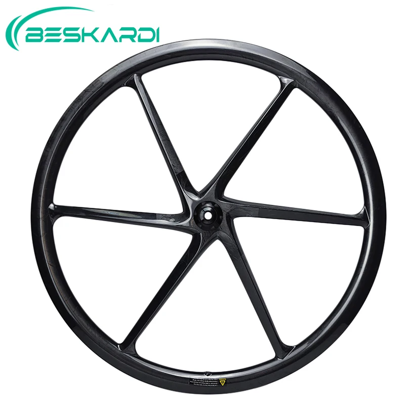 

700C 6 Spoke Carbon Wheels Front SixSpokes Ceramic Bearing Clincher Rim Disc Brake Road Bicycle Parts BESKARDI UCI Standard