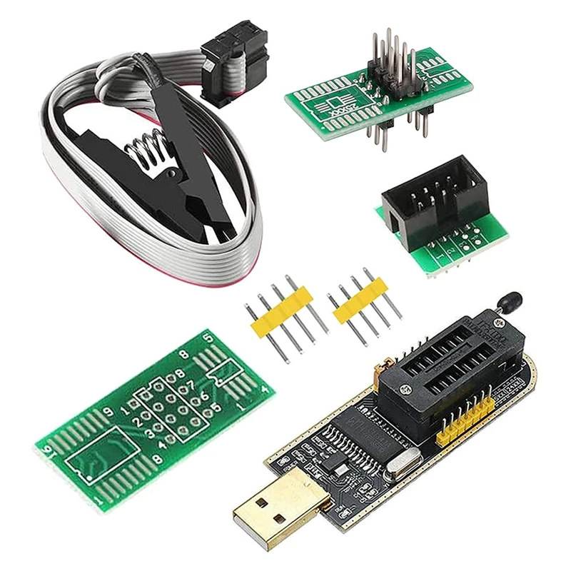 

SOIC8 SOP8 Flash Chip IC CH341A USB Programmer Flash BIOS Chip USB Programmer Module (SB Programmer+SOP8 Clip+Adapter)