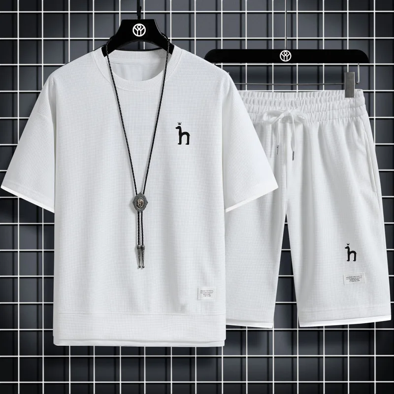 Summer Men Hazzys Embroidery Logo Two Piece Set Casual T Shirt And Shorts Set Men Sports Suit Men Fashion Short Sleeve Tracksuit