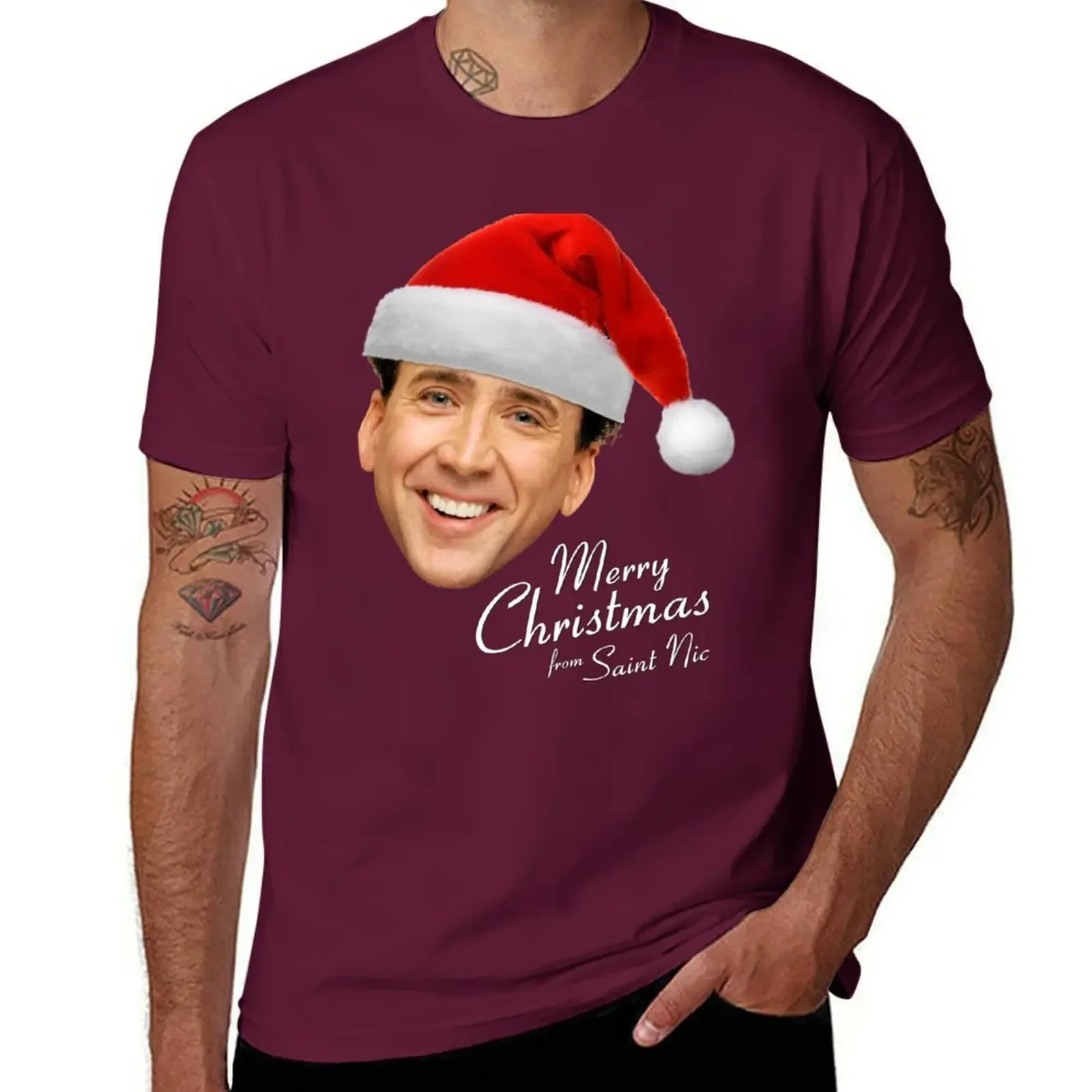Футболка Merry Christmas from St Nic-olas Cage пустые топы футболка с короткими рукавами черные