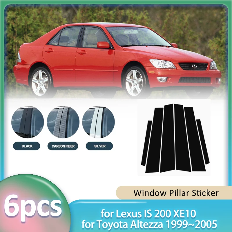 Фото Наклейка на окно для Lexus IS 200 XE10 Toyota Altezza 1999 ~ 2005, углеродное волокно, автомобильная крышка стойки B C, дверная часть, аксессуары №1