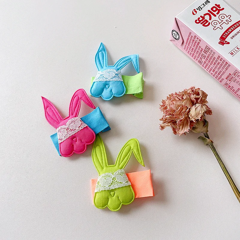 

15pcs Boutique Candy Color Rabbit Hairpins Solid Lace Bunny Hair Clips Princess Easter Headwear Fashion Hair Accessories