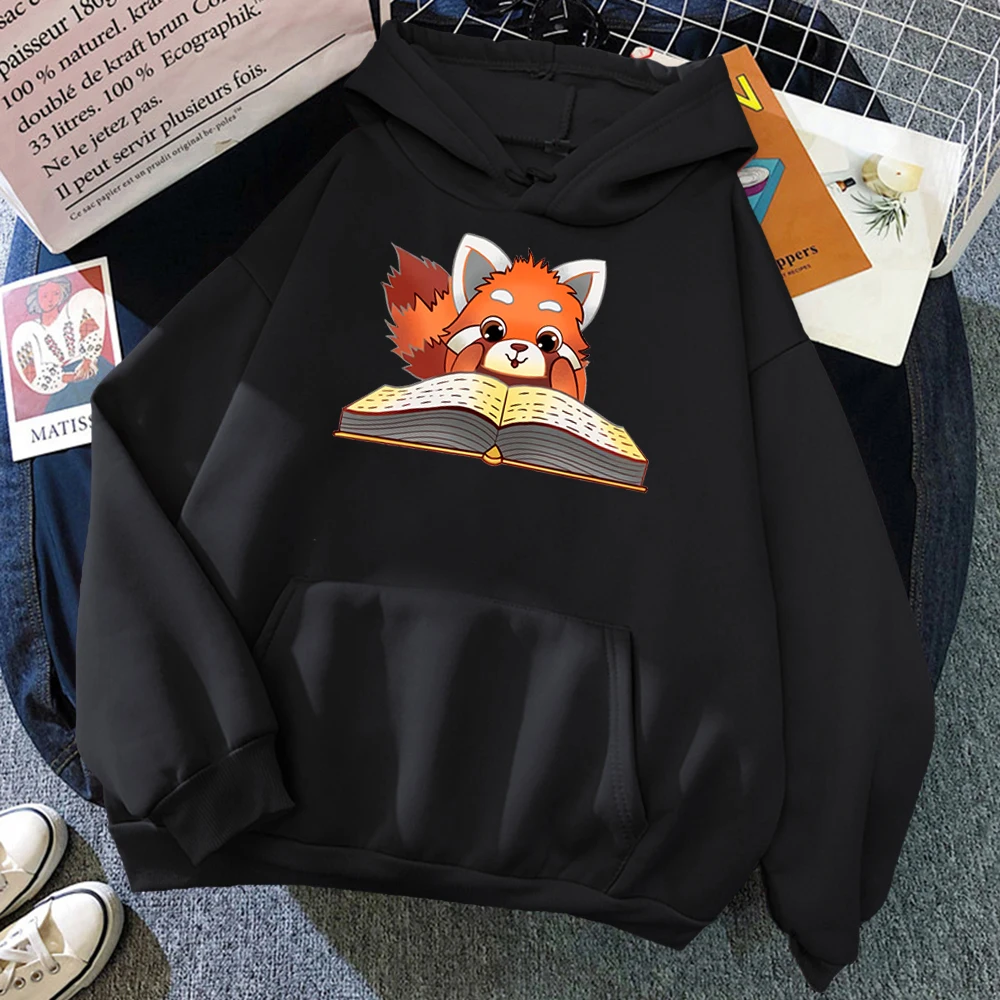 

Red Panda Read A Book Print Hoodie Men Hip Hop High Quality Hoodies Harajuku Autumn Casual Hoodie Fashion Loose Women Clothing