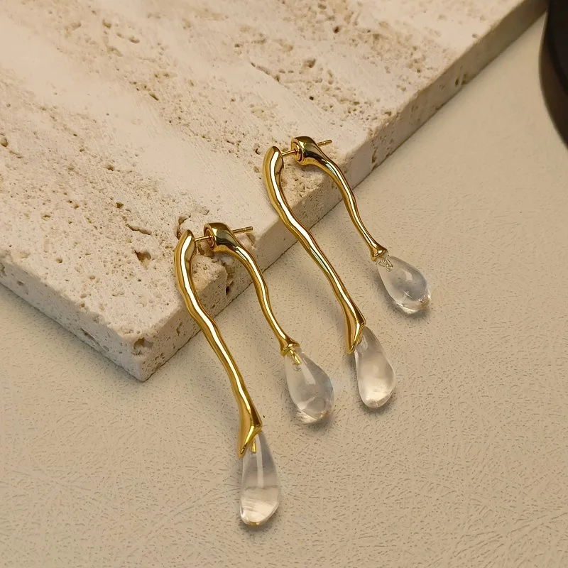 

European and American Exaggerated High Sense Sterling Silver Needle Long Eardrop Earrings