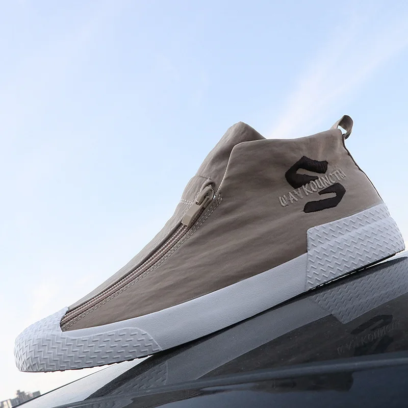 

Men's Shoe Spring New Low Top Casual High Top Shoes Breathable Versatile Board Shoes Flat Bottomed Trendy Canvas Shoes for Men