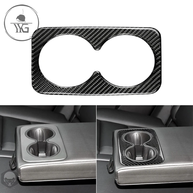 

For Cadillac XT5 2016 2017 Carbon Fiber Water cup Holder Panel Sticker Center Armrest Panel Cover Trim Car styling Interior