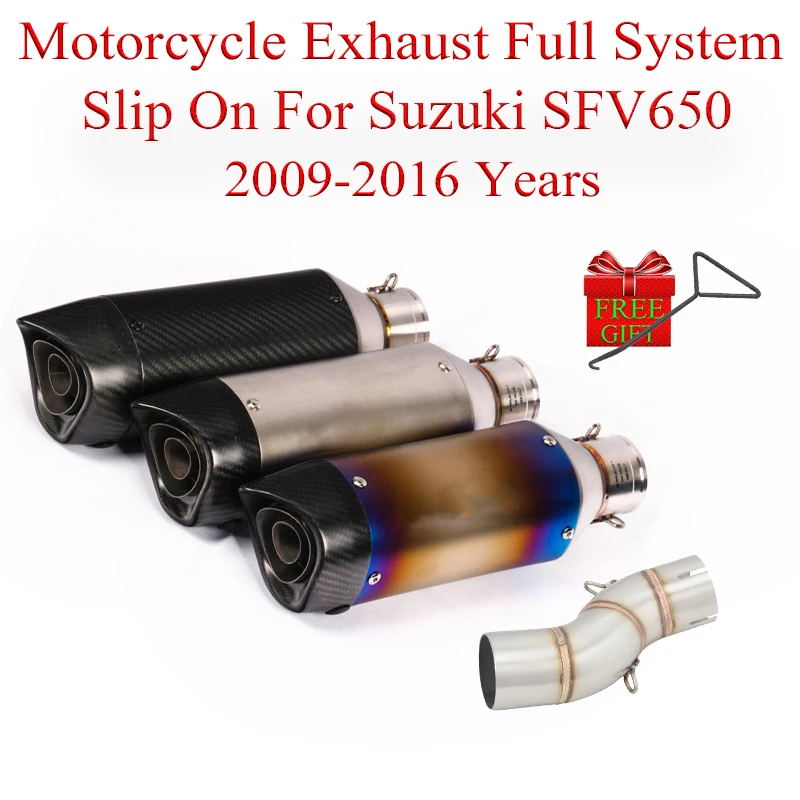 

Motorcycle Exhaust Full System Link Pipe Slip On For Suzuki SFV650 2009-2016 Modified Moto Escape Yoshimura Muffler Carbon Fiber