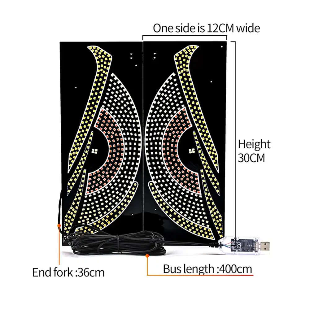 2 шт. USB-динамический светильник с большими глазами дьявола для автомобилей