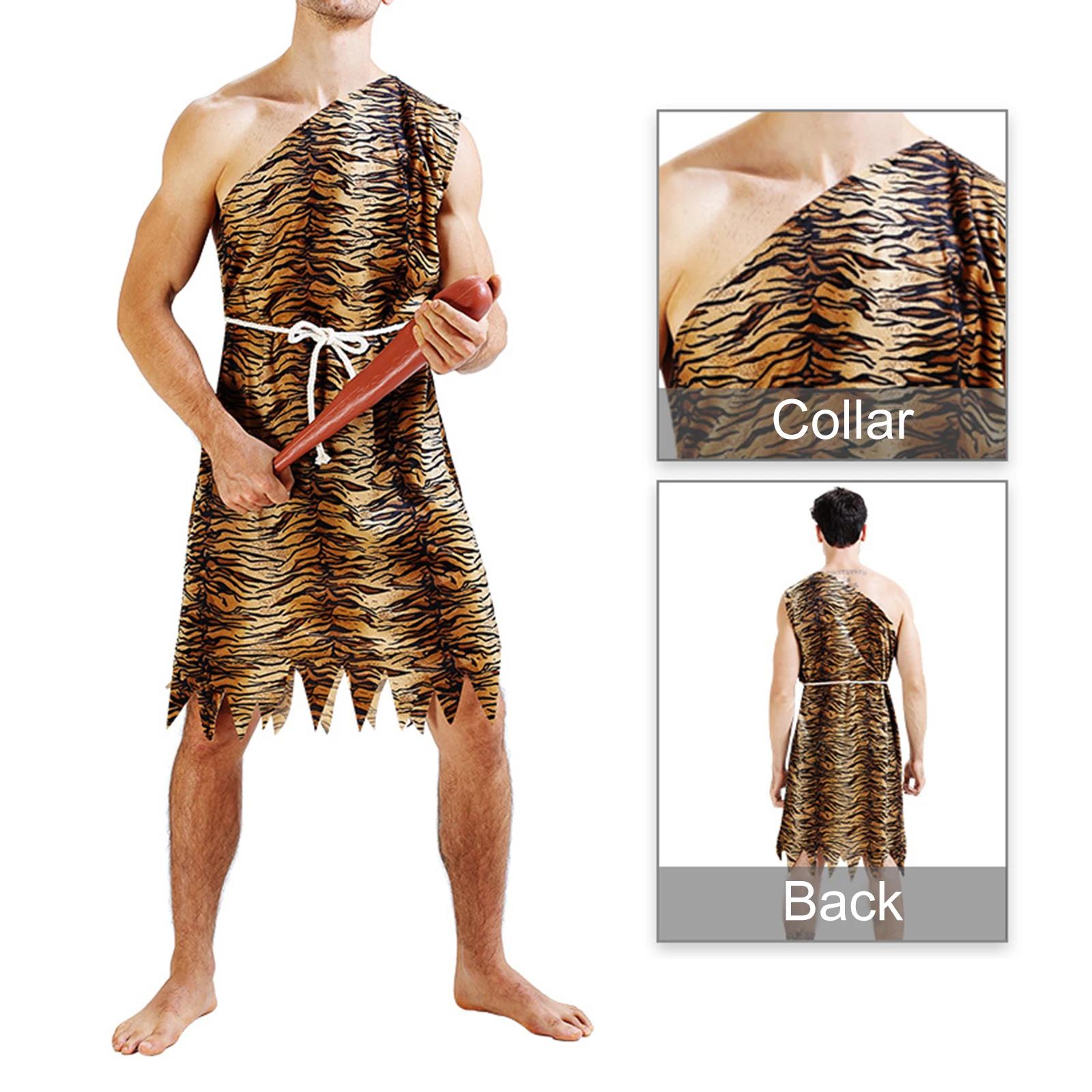 Взрослый костюм пещерного человека на Хэллоуин для женщин/мужчин с леопардовым