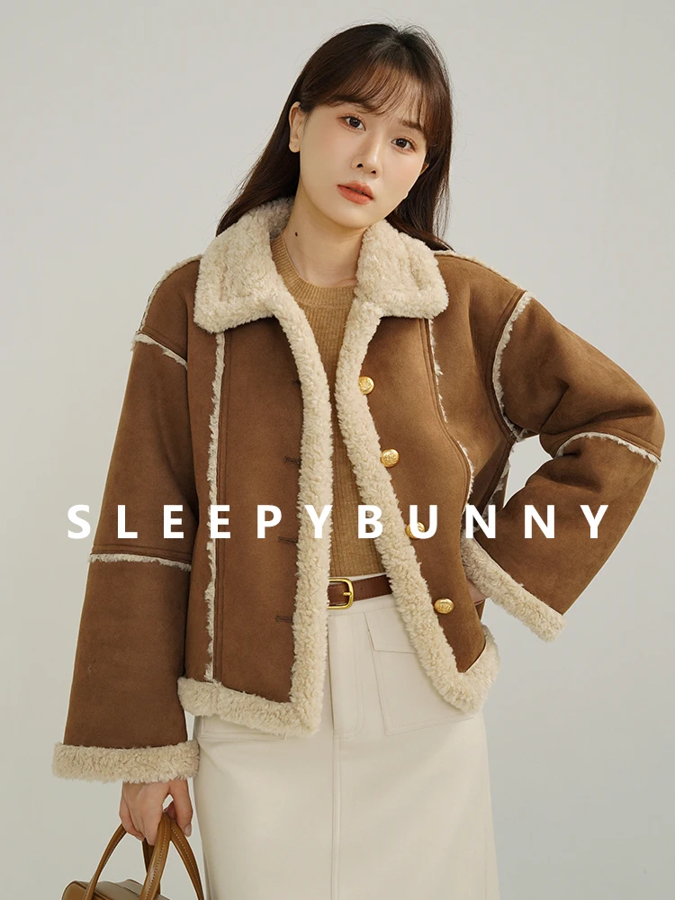 Женская зимняя куртка из шерсти ягненка с мехом кролика