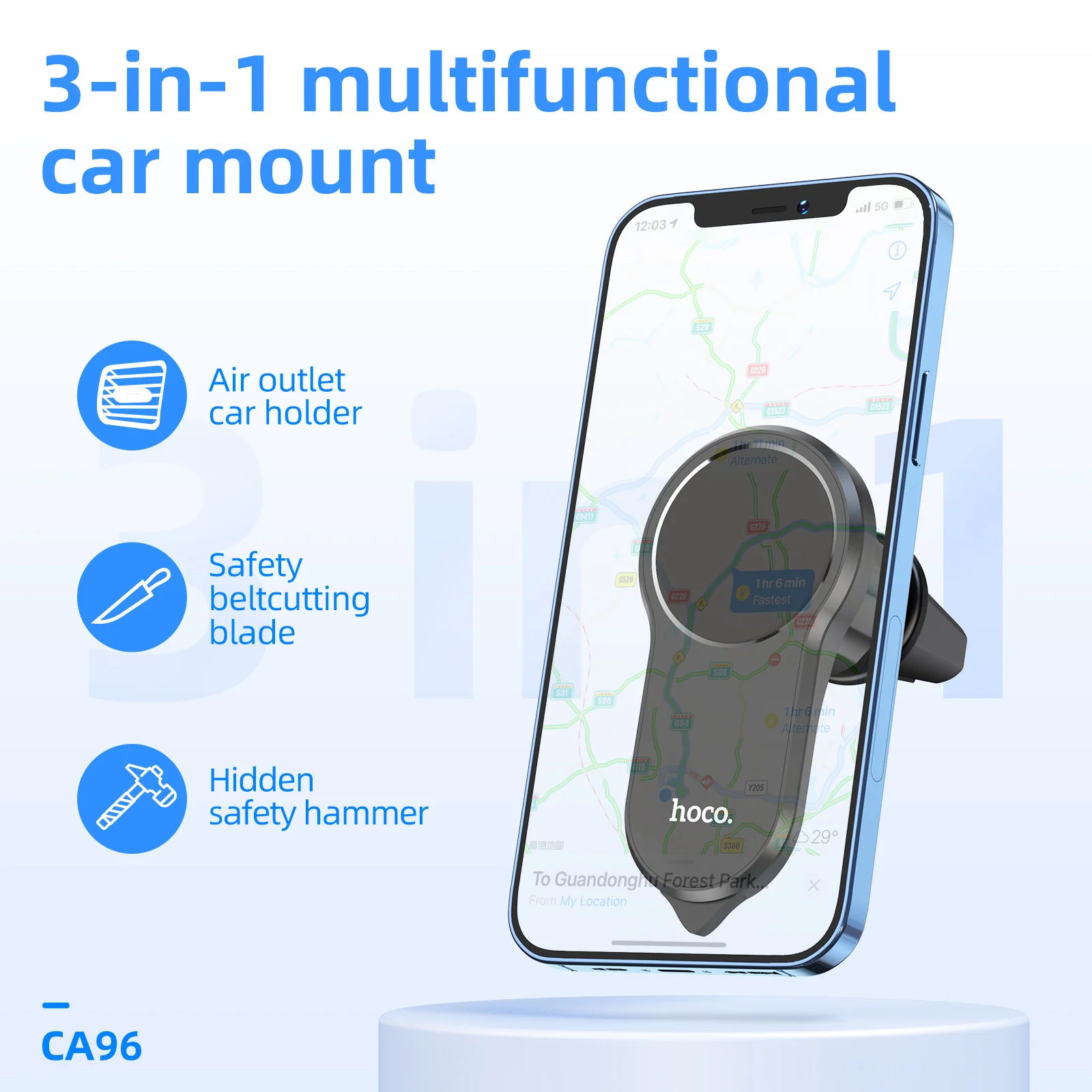 Фото Магнитный автомобильный держатель для телефона Hoco 3 в 1 iPhone 13 12pro Max скрытый Магнитный автомобильный держатель для телефона Hoco 3 в 1 iPhone 13 12pro Max скрытый