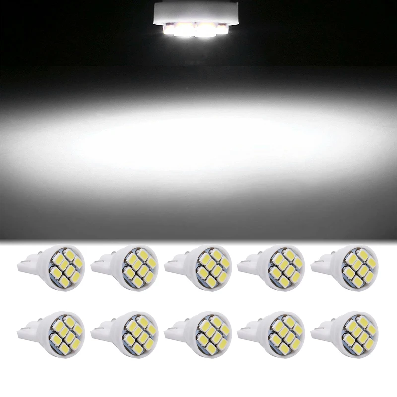 

10Pcs W5W T10 Led Bulb 1206 8SMD Car Side Light Interior Door Trunk Reading Lamp White for KIA Sportage Picanto Rio Sorento Ceed
