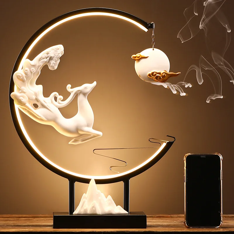 Fawn Hanging Ceramic Lotus Incense Burner Lamp,  Base