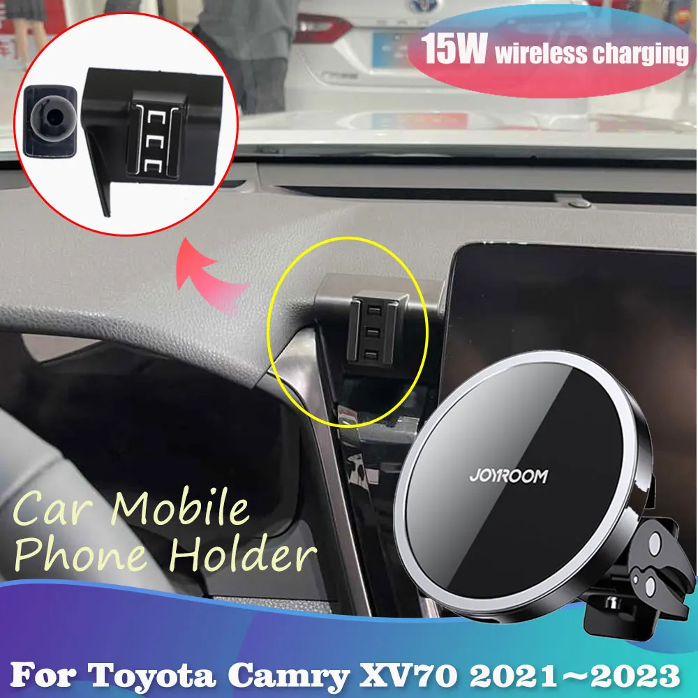 

Car Phone Holder for Toyota Camry XV70 Daihatsu Altis SX SE Hybrid XLE 2021~2023 Magnetic Support Wireless Charging Accessories