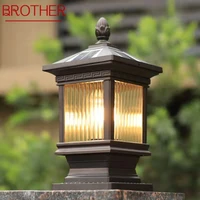 brother outdoor solar post lamp classical retro waterproof courtyard led for decoration garden balcony villa wall light