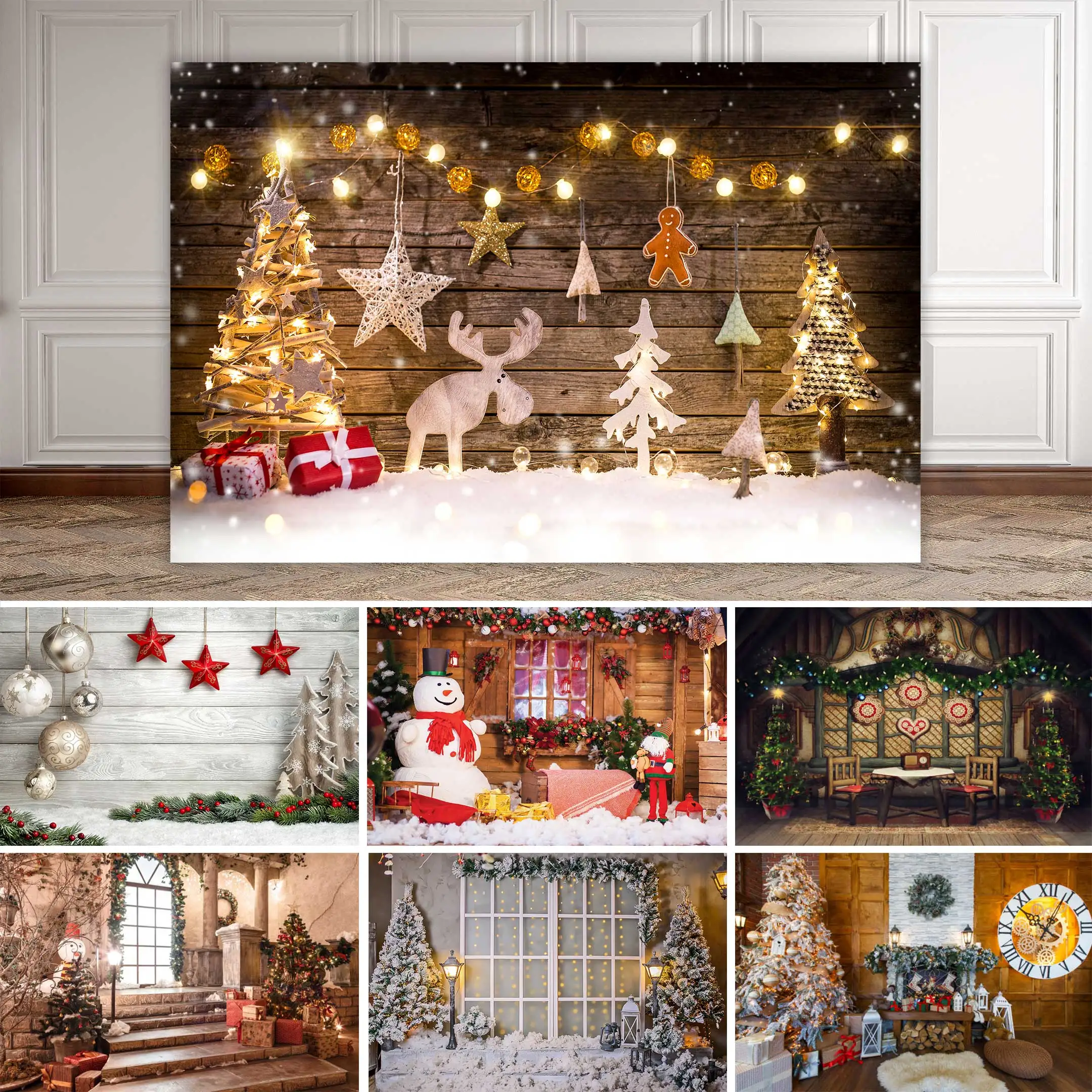 

NeoBack Vinyl Christmas Tree Fireplace Stockings Home Decoration Photocall Banner Photography Background Studio Photo Backdrop