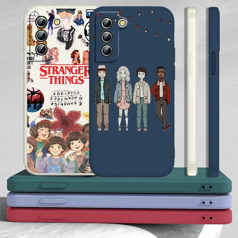 

Stranger Things Phone Case For Samsung Galaxy S10 S10e S20 S21 S22 Plus Lite Ultra FE 4G 5G Liquid Rope Iuxury Silicone Soft TPU