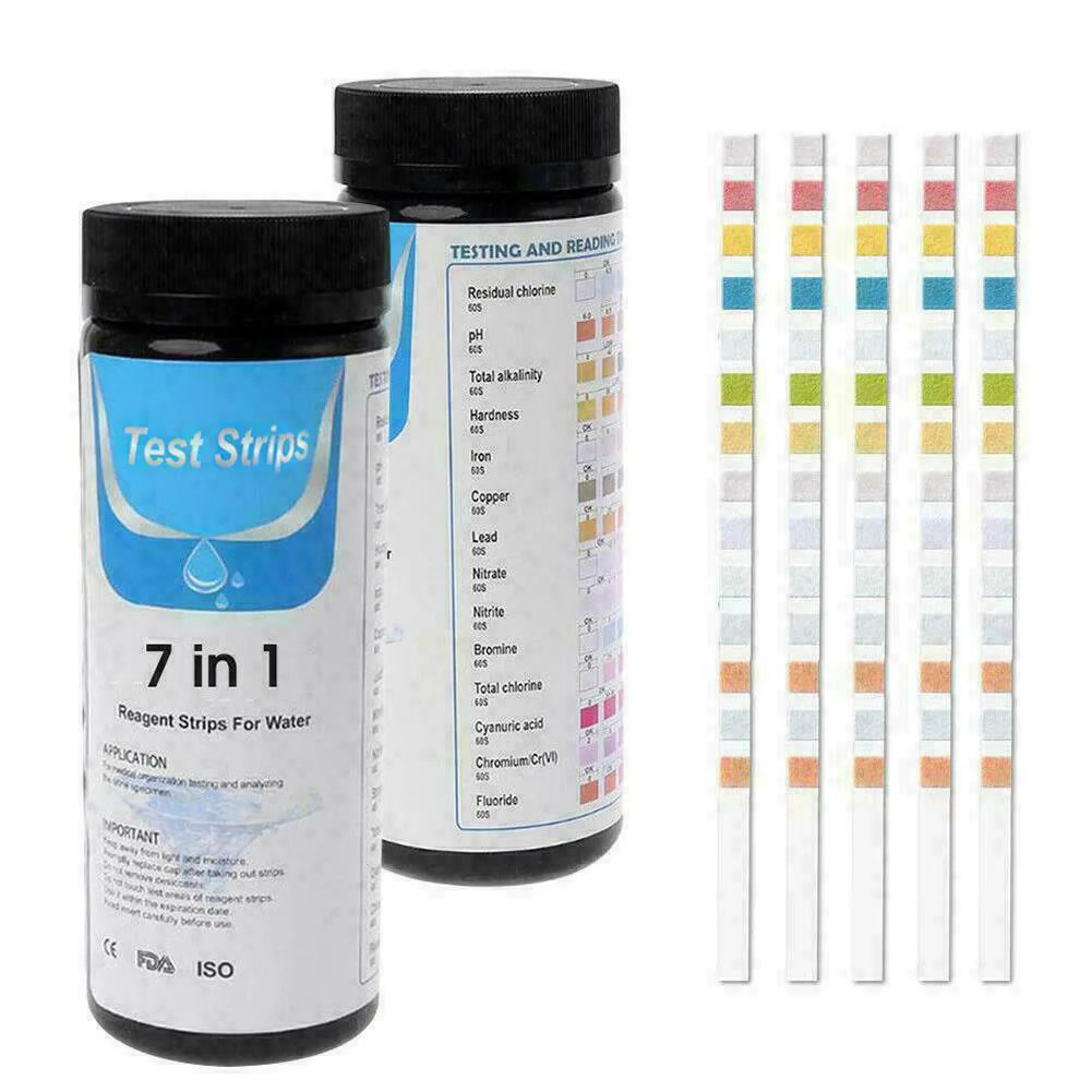 

50 Strips 7 In 1 Water Test Strips Pool Water Quality Test Strips SPA/PH/GH/NO /Nitrite/Bromine/Chlorine For Water Aquarium SPA