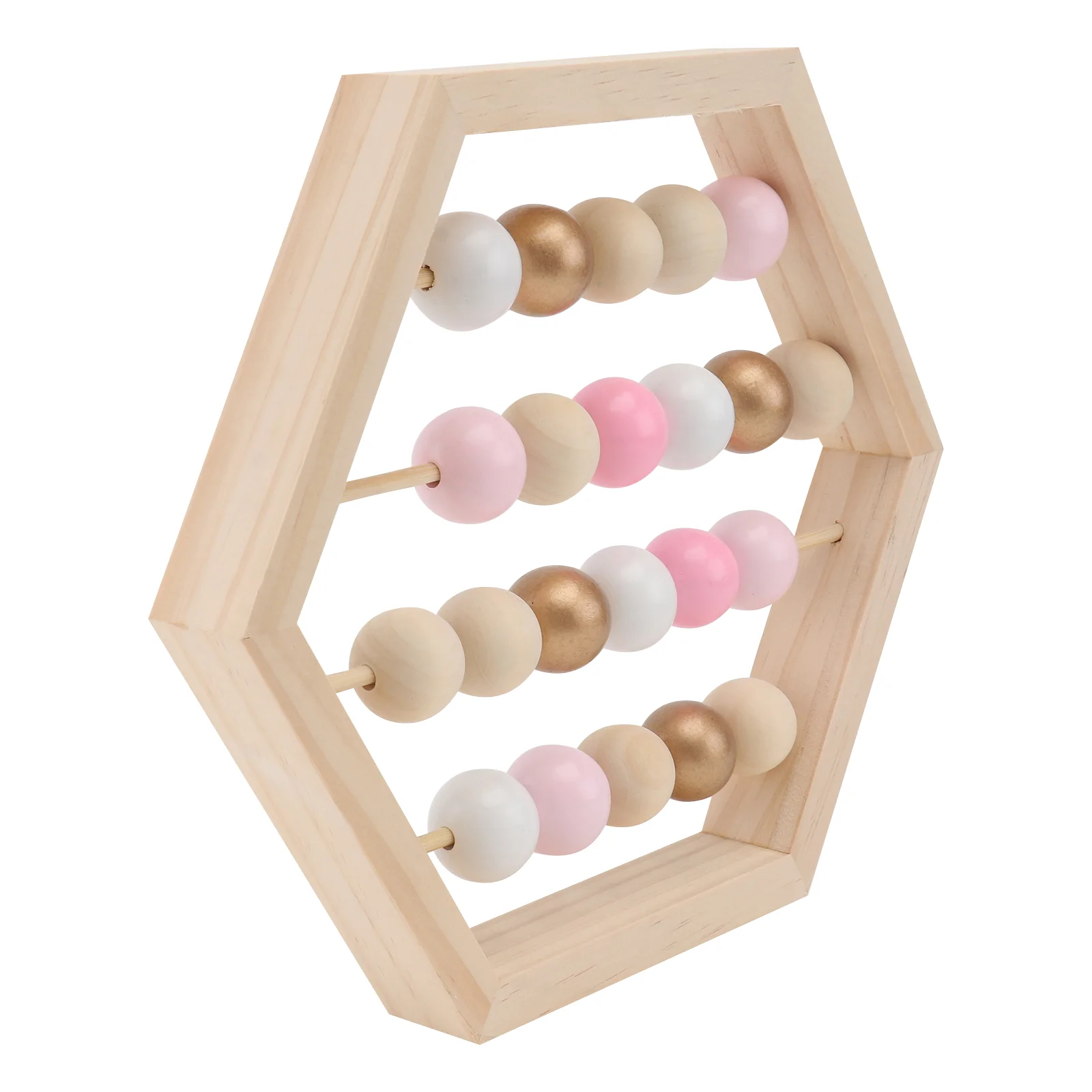 

1Pc Nordic Wooden Adornment Hexagon Abacus Decor Kids Educational Plaything